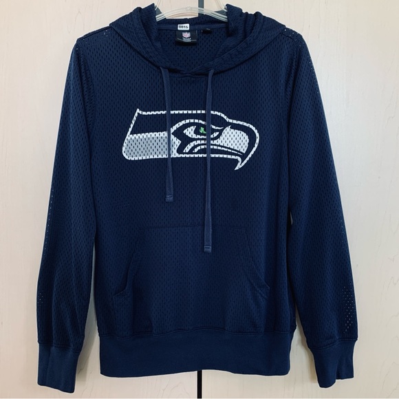 Nfl Apparel Tops - NFL Team Apparel Seattle Seahawks Women's Pullover Hoodie Sweatshirt Navy Size S
